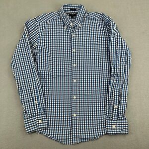 J.Crew Mens‎ Slim Fit Gingham Button Down Shirt Blue White Size S